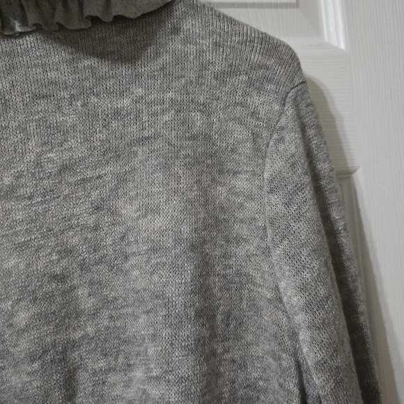 A'Reve Anthropologie Ruffled Open Front Cardigan, Wool Blend, Curved Hem, EUC! - Picture 8 of 11